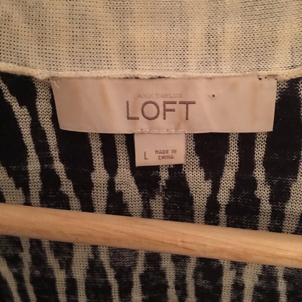 Navy/White Open Front Sweater/ Buttonless Sweater. - image 2